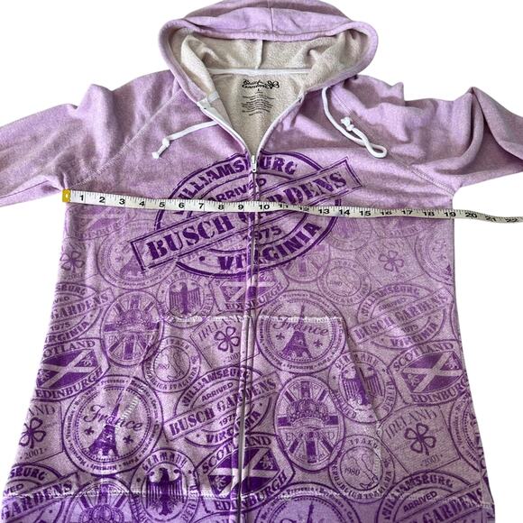 Busch Garden Williamsburg Purple Hoodie Jacket Woman’s Size Large Lightweight - Picture 6 of 9